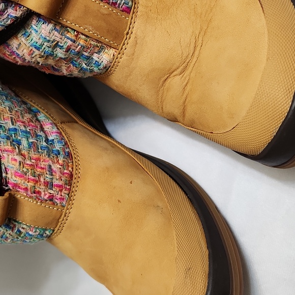 Timberland Multicolored Woven Knit Faux Fur Leather Tall boots (w size 8.5) - Picture 15 of 16